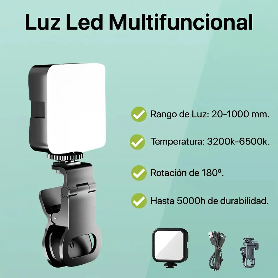 Mini Luz LED RGB AY-83 con Clip Recargable para Fotos y Videos 5