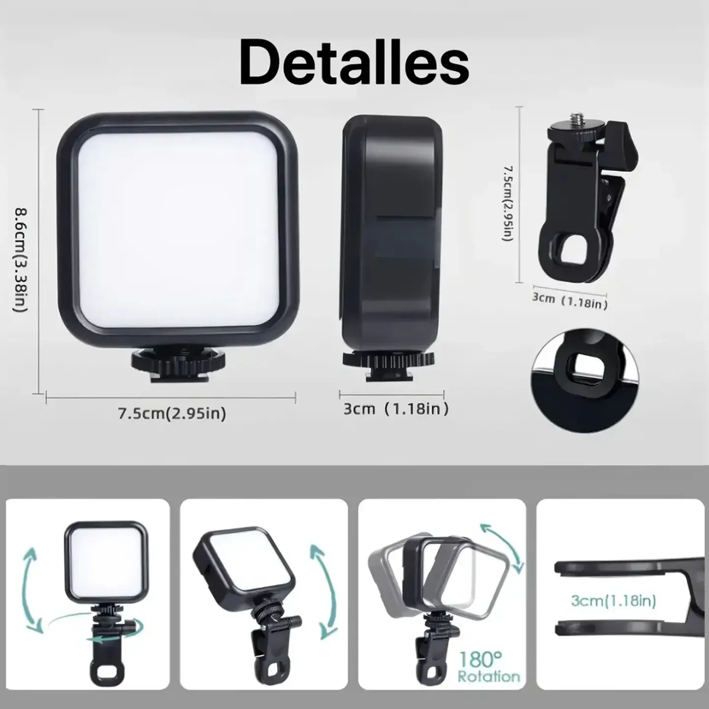 Mini Luz LED RGB AY-83 con Clip Recargable para Fotos y Videos 7