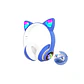 Audífonos Inalámbricos Bluetooth Orejas de Gato Azules – Plegables con Lector SD - Miniatura 3