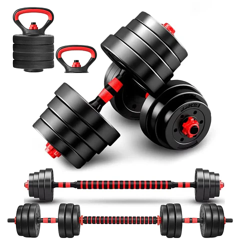 Mancuernas Set 40 kg Convertibles con Barra, Asas y Push Up