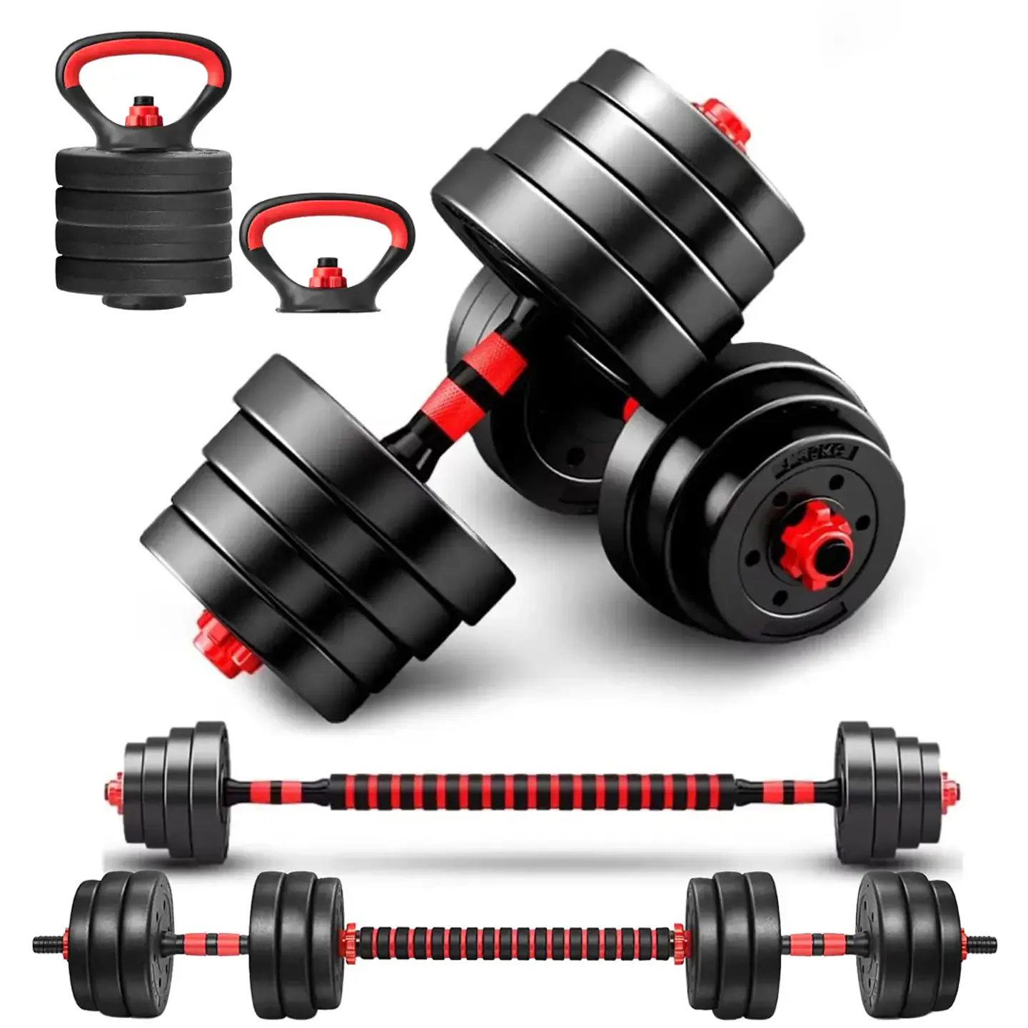 Mancuernas Set 40 kg Convertibles con Barra, Asas y Push Up 1