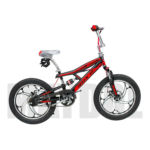 Bicicleta BMX Aro 20 Doble Suspensión Negro/Rojo