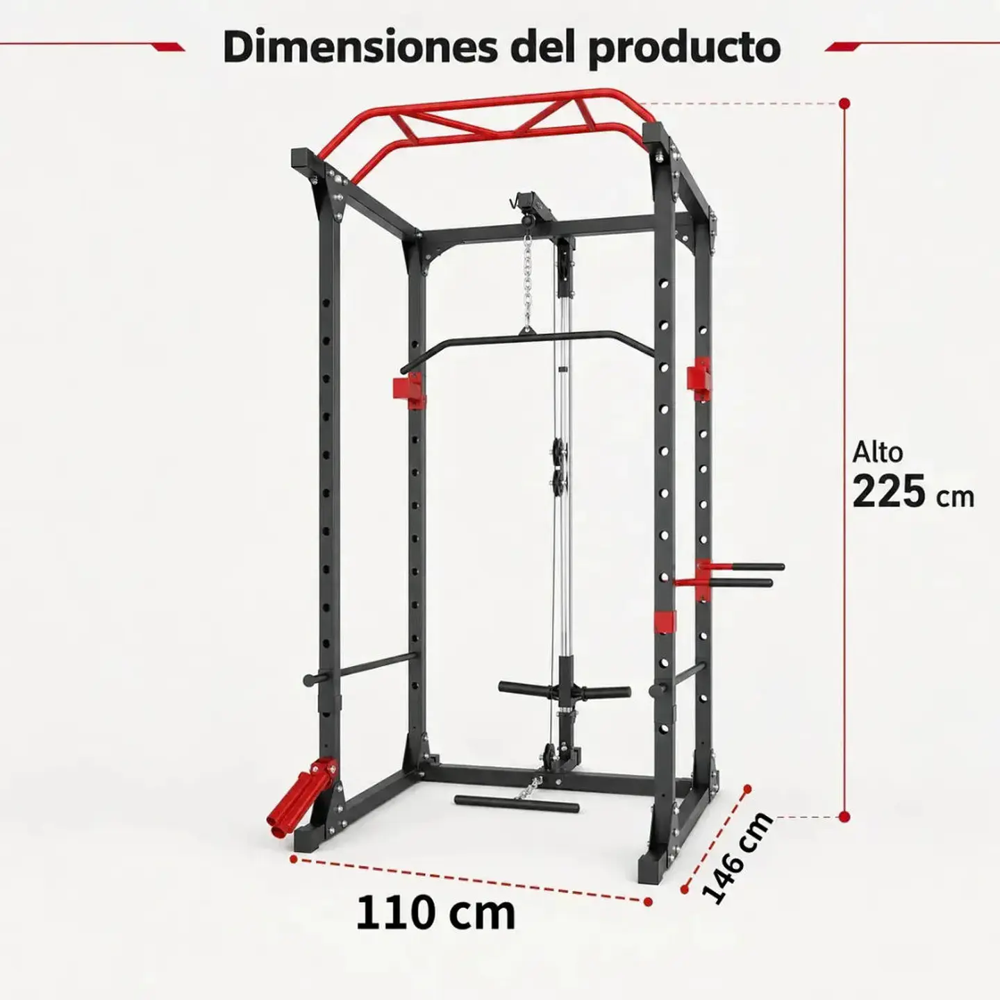 Jaula de Potencia Multifuncional con Poleas y Dominadas – 200 kg 3