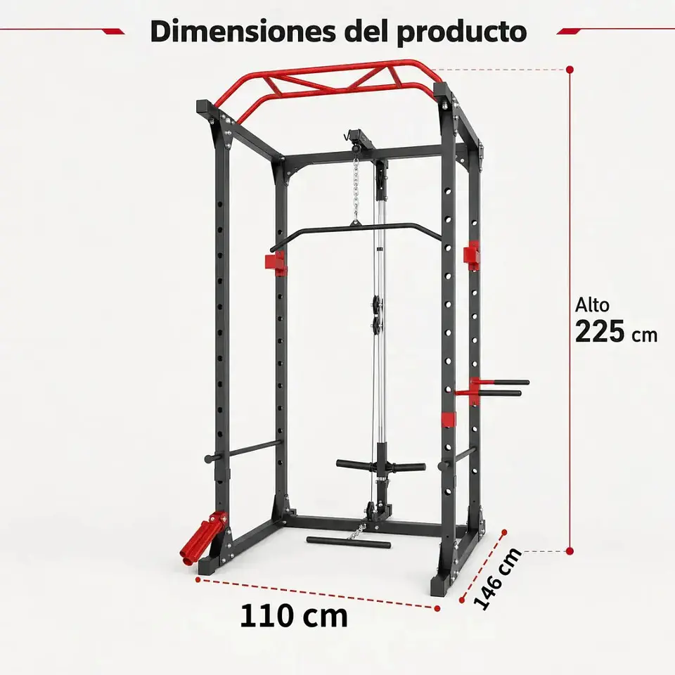 Jaula de Potencia Multifuncional con Poleas y Dominadas – 200 kg 3