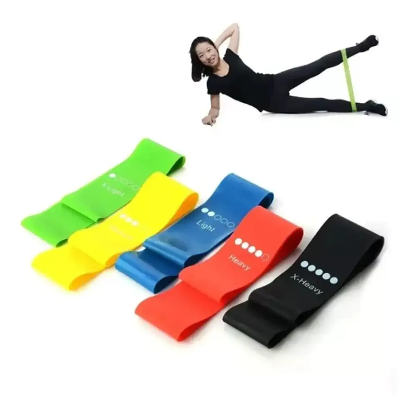 Set de 5 Bandas Cerradas de Látex Arcoíris - 5 Niveles de Resistencia Pro 3