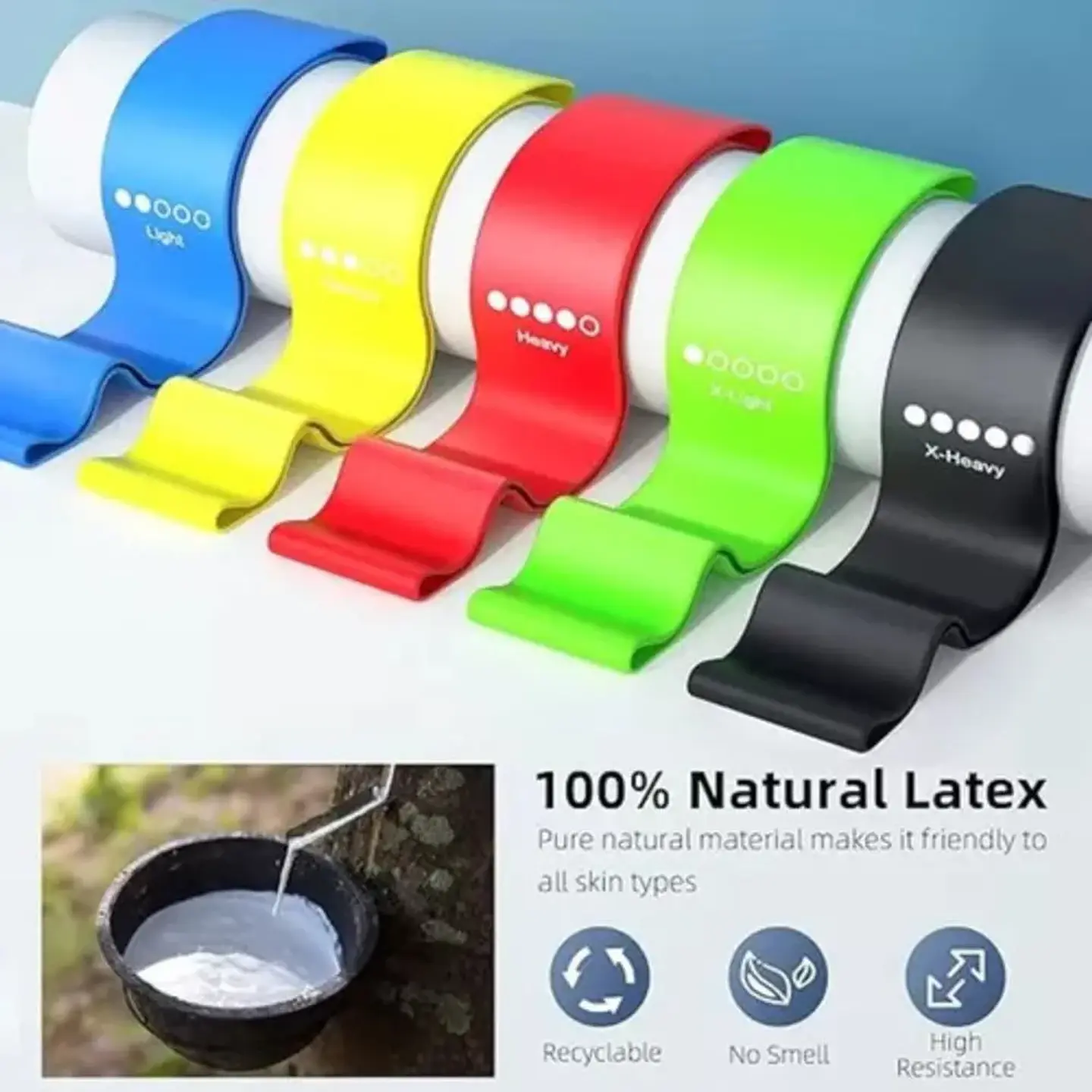 Set de 5 Bandas Cerradas de Látex Arcoíris - 5 Niveles de Resistencia Pro 6