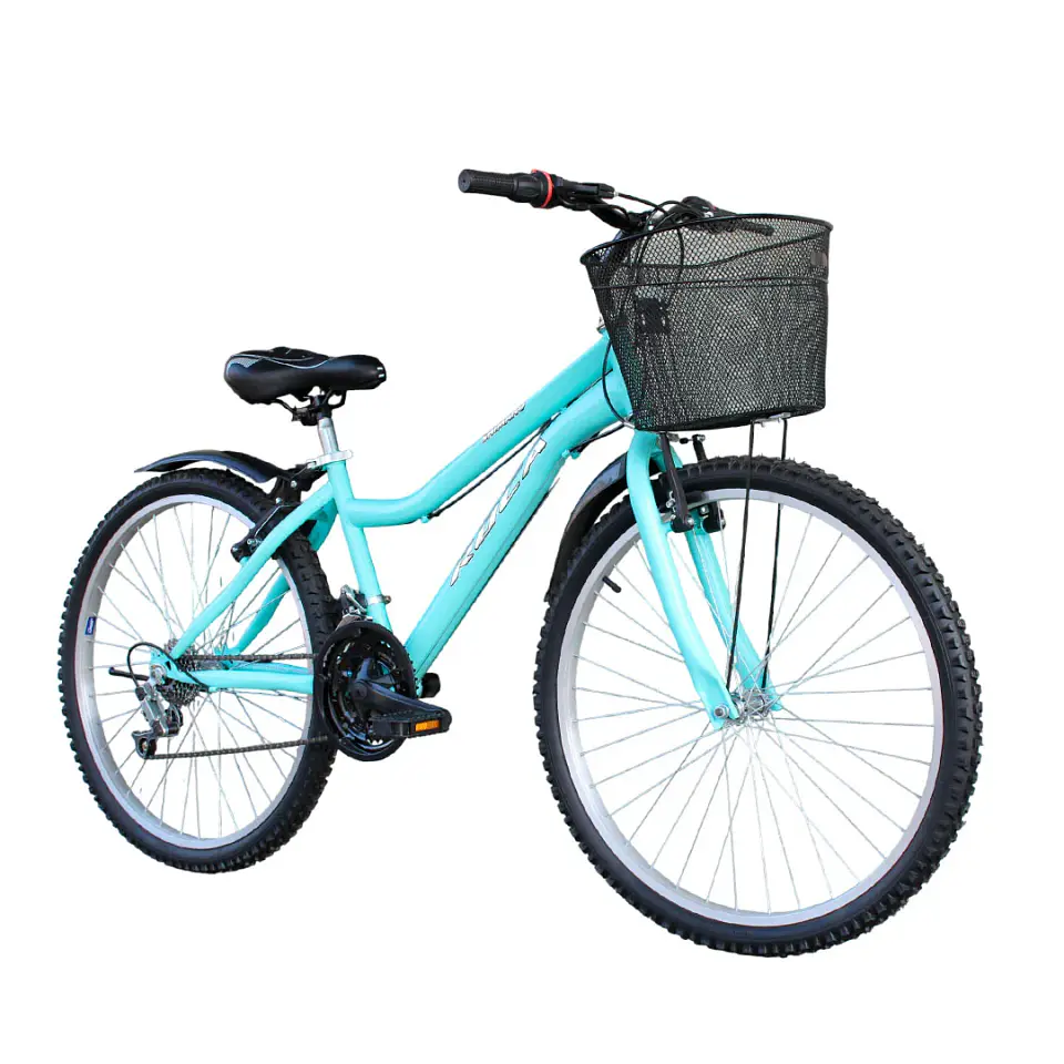Bicicleta MTB Dama Aro 26 con Canasta y 18 Velocidades Verde 2
