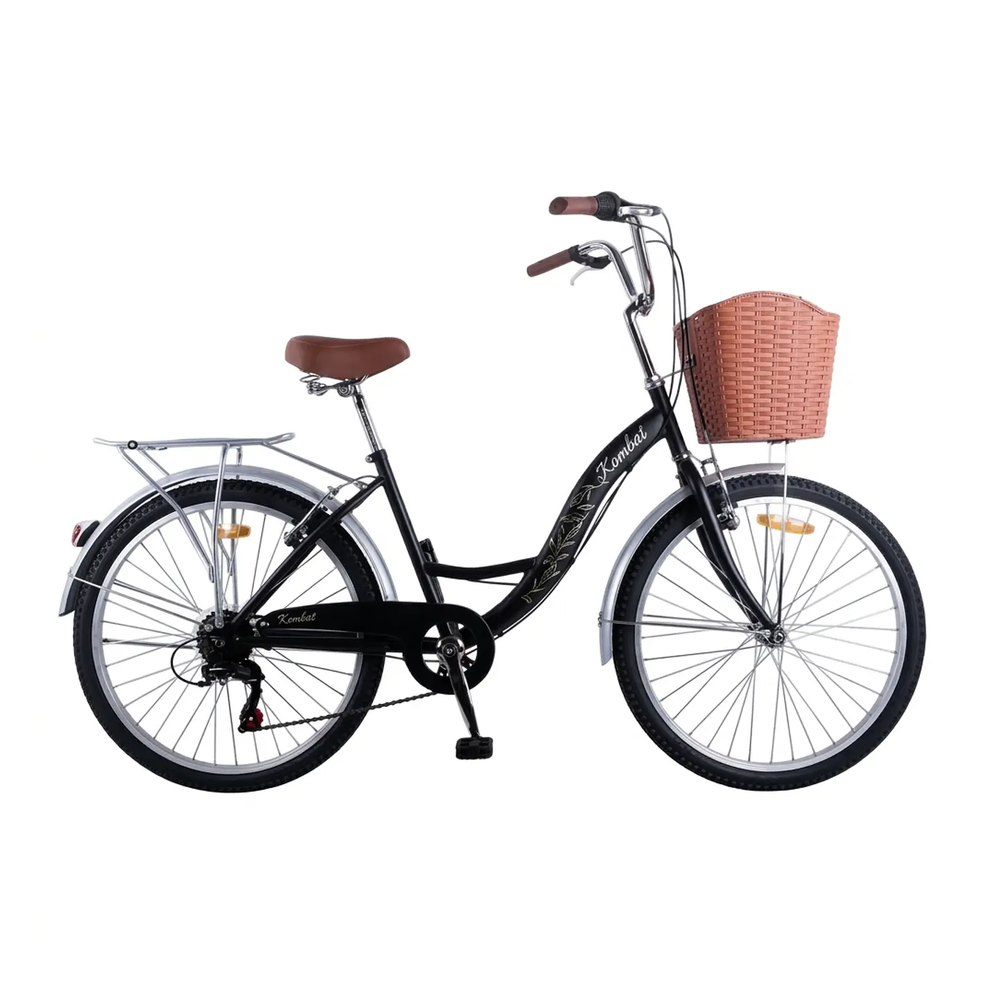 Bicicleta Urbana Lady Aro 24 Negra con Canasta, Parrilla y 7 Velocidades 1