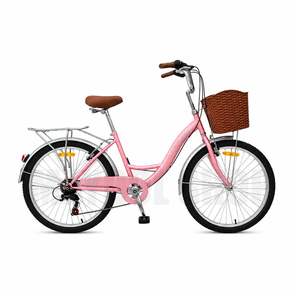 Bicicleta Urbana Lady Aro 26 Rosada con Canasta, Parrilla y 7 Velocidades 1