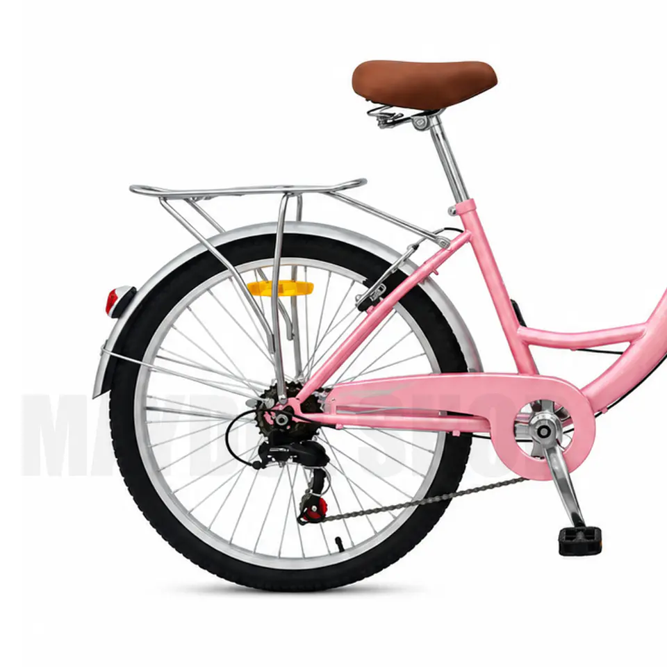 Bicicleta Urbana Lady Aro 24 Rosada con Canasta, Parrilla y 7 Velocidades 3