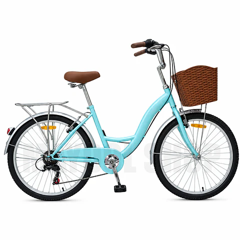 Bicicleta Urbana Lady Aro 26 Verde con Canasta, Parrilla y 7 Velocidades