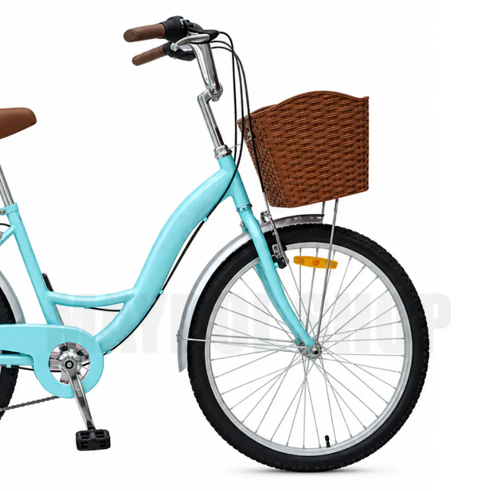 Bicicleta Urbana Lady Aro 26 Verde con Canasta, Parrilla y 7 Velocidades 2