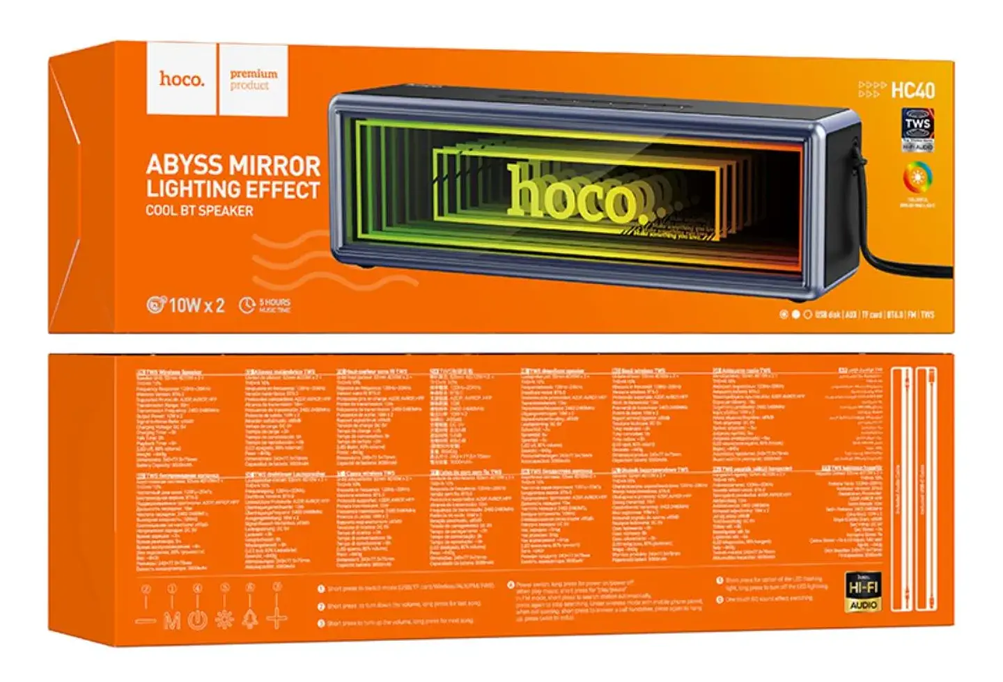 Parlante Hoco HC40 Bluetooth 20W RGB – FM, USB, TF y AUX 5