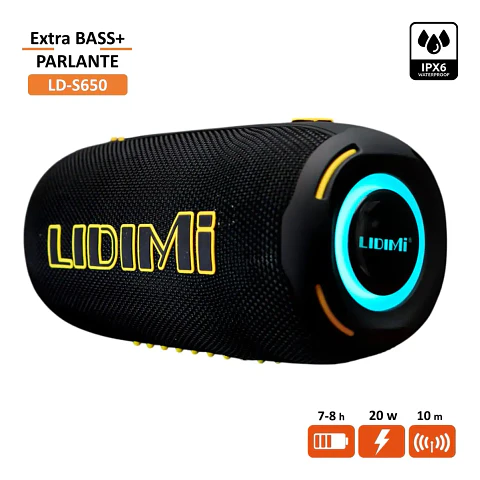 Parlante LIDIMI LD-S650 Bluetooth 20W con Extra Bass, RGB y TWS