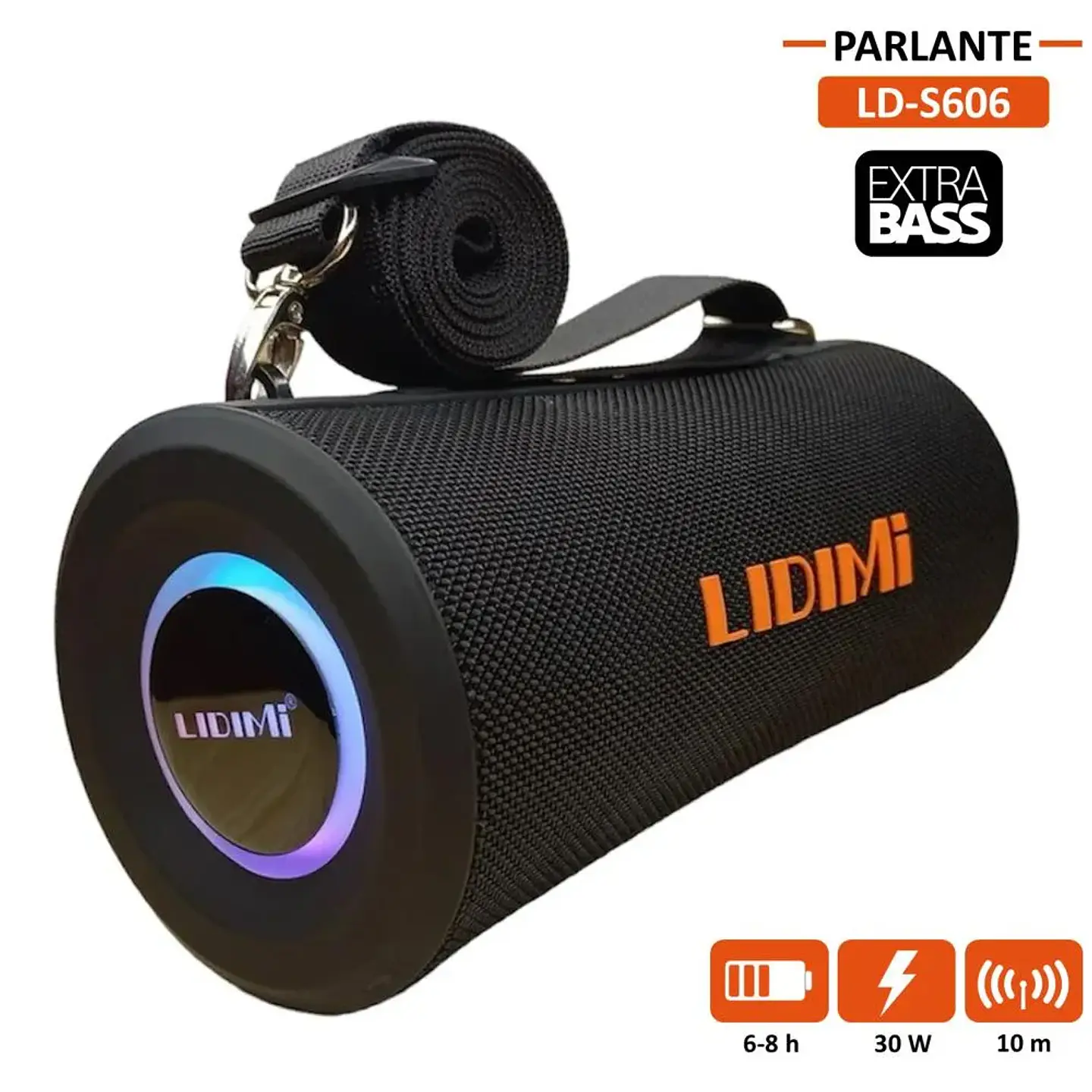 Parlante LIDIMI LD-S606 Bluetooth 30W Extra Bass IPX6 con FM y MicroSD 1