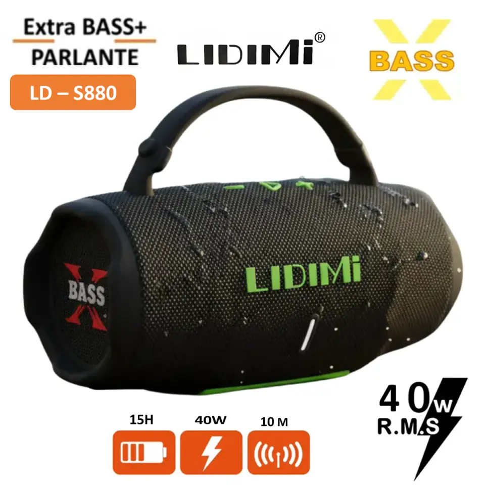 Parlante LIDIMI LD-S880 Bluetooth 40W RMS con X Bass y USB – Negro 1