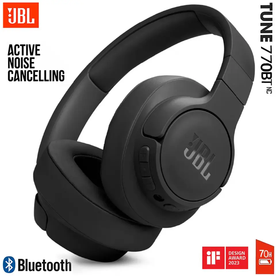 JBL Tune 770NC Bluetooth 5.3 Over-Ear con Cancelación de Ruido – Negro 1