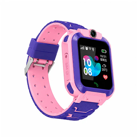 Smartwatch Infantil Q12 Rosado con SIM, Llamadas, SOS, Cámara y Ubicación LBS