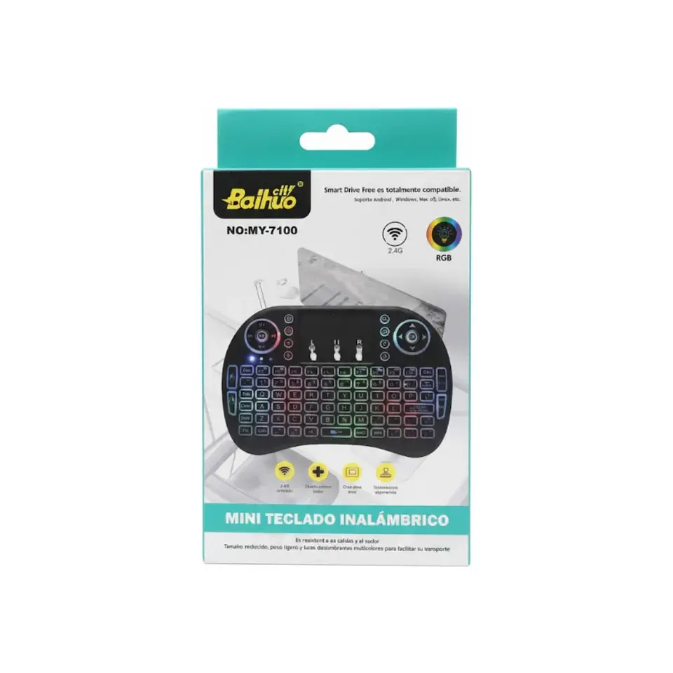 Mini Teclado Inalámbrico Baihuo MY-7100 QWERTY Compacto 5