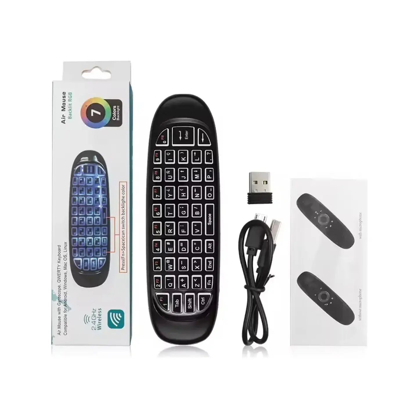 Mini Teclado Air Mouse Inalámbrico Magic Remote con QWERTY 6
