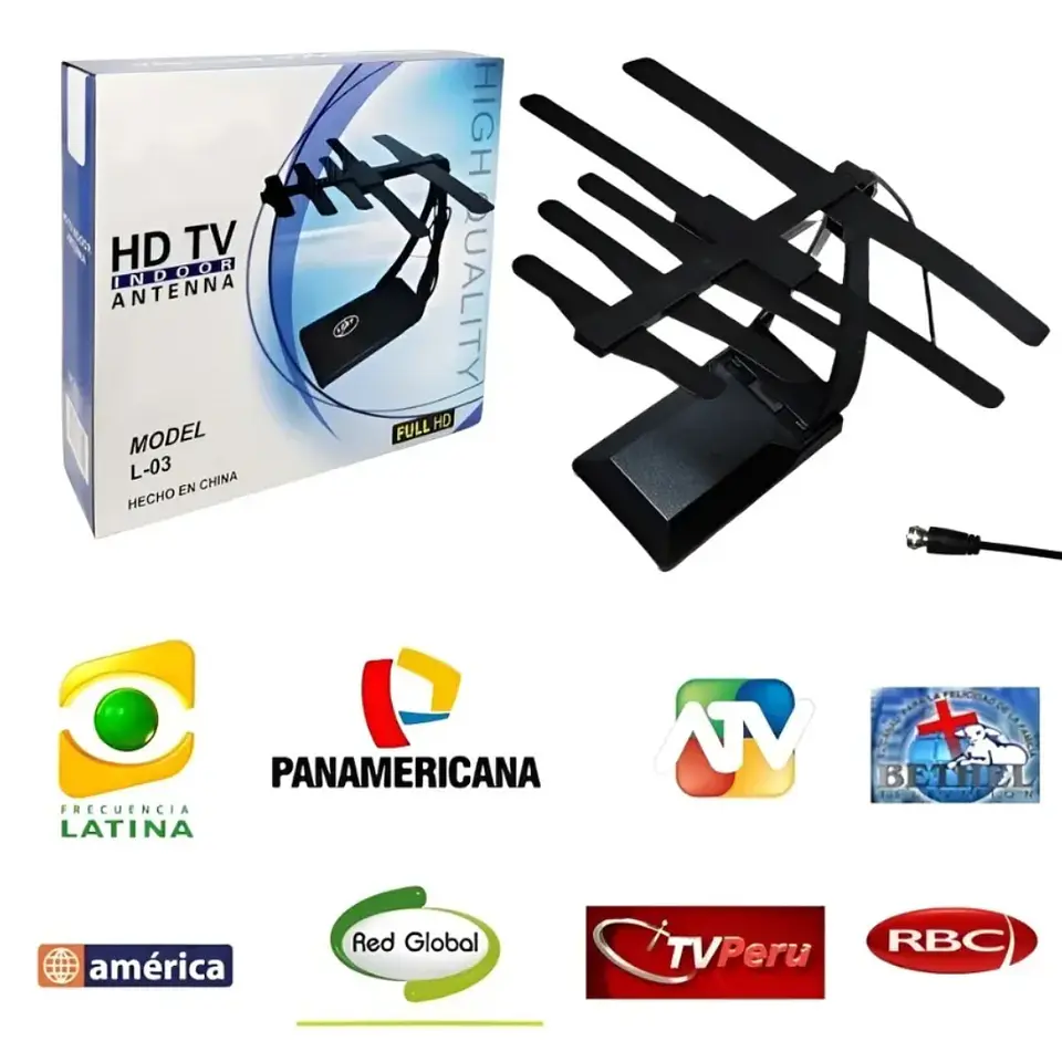 Antena Digital Full HD 5T1091 para Interior y Exterior con Cable RG6 4