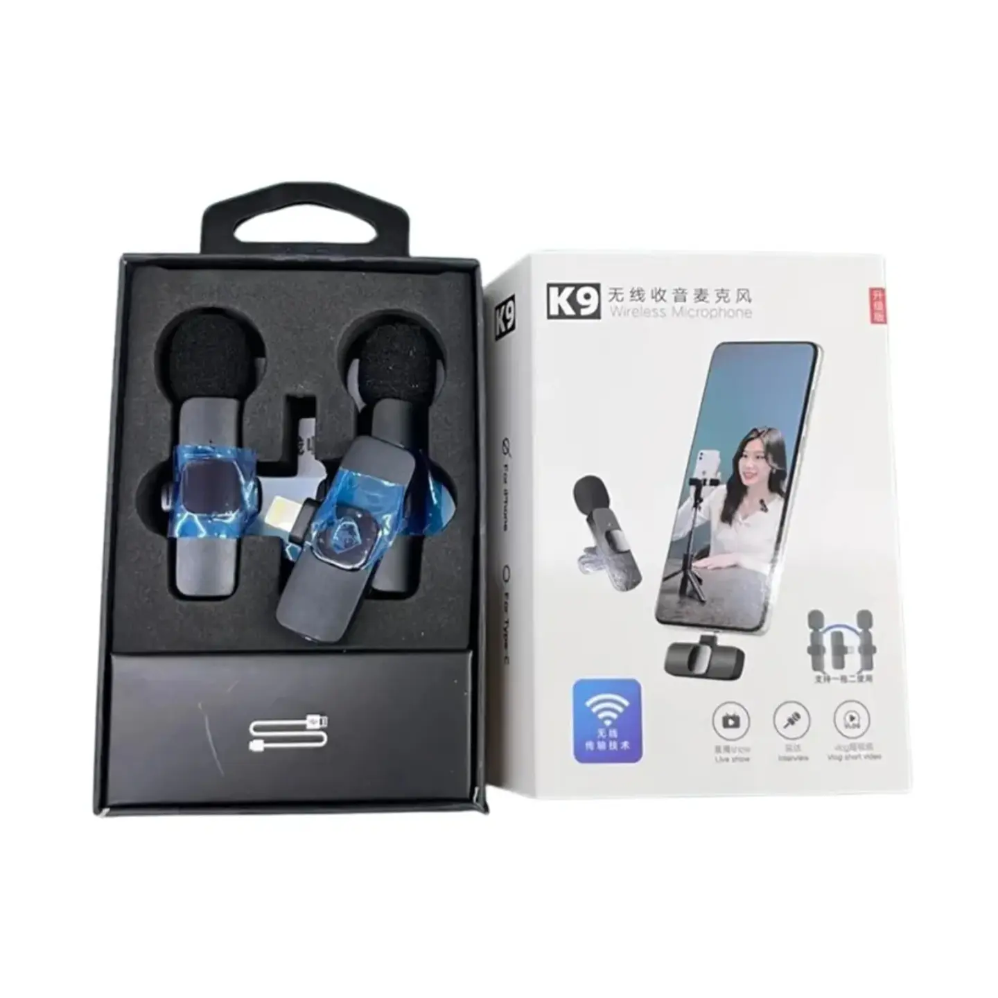 Micrófono Inalámbrico Solapero K9 Dual 2 Micrófonos USB-C y Lightning 2