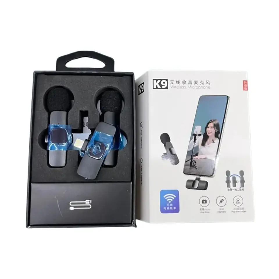 Micrófono Inalámbrico Solapero K9 Dual 2 Micrófonos USB-C y Lightning 2