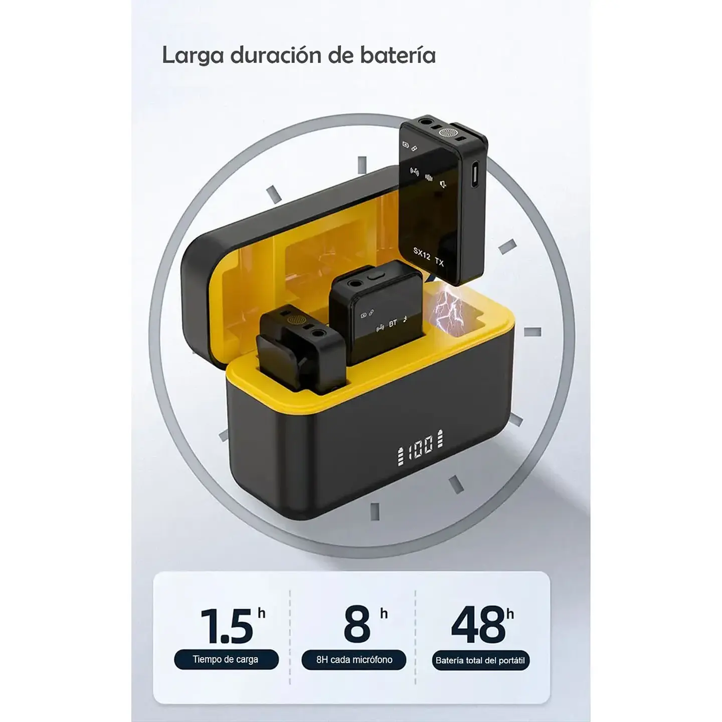 Micrófonos Inalámbricos Dual SX12 3 en 1 Tipo C, Lightning y Jack 3.5 mm 5
