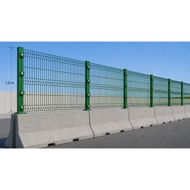 Kit Reja 3d 1.2m con Poste Verde 1.2m con base para piscinas o barreras new jersey