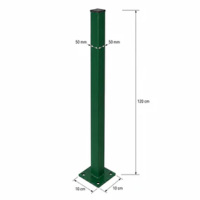 Pilar / Poste verde con Base 1.2m 50mmx50mm Para Reja 3d Verde