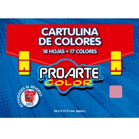 Estuche Sobre Bolsón Cartulina Pintada 18 hojas 17 colores surtidos 26,5x37,5 Proarte