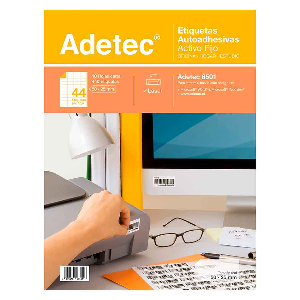 Etiqueta Laser Carta Activo Fijo 50x25mm 10hjs Adetec 1