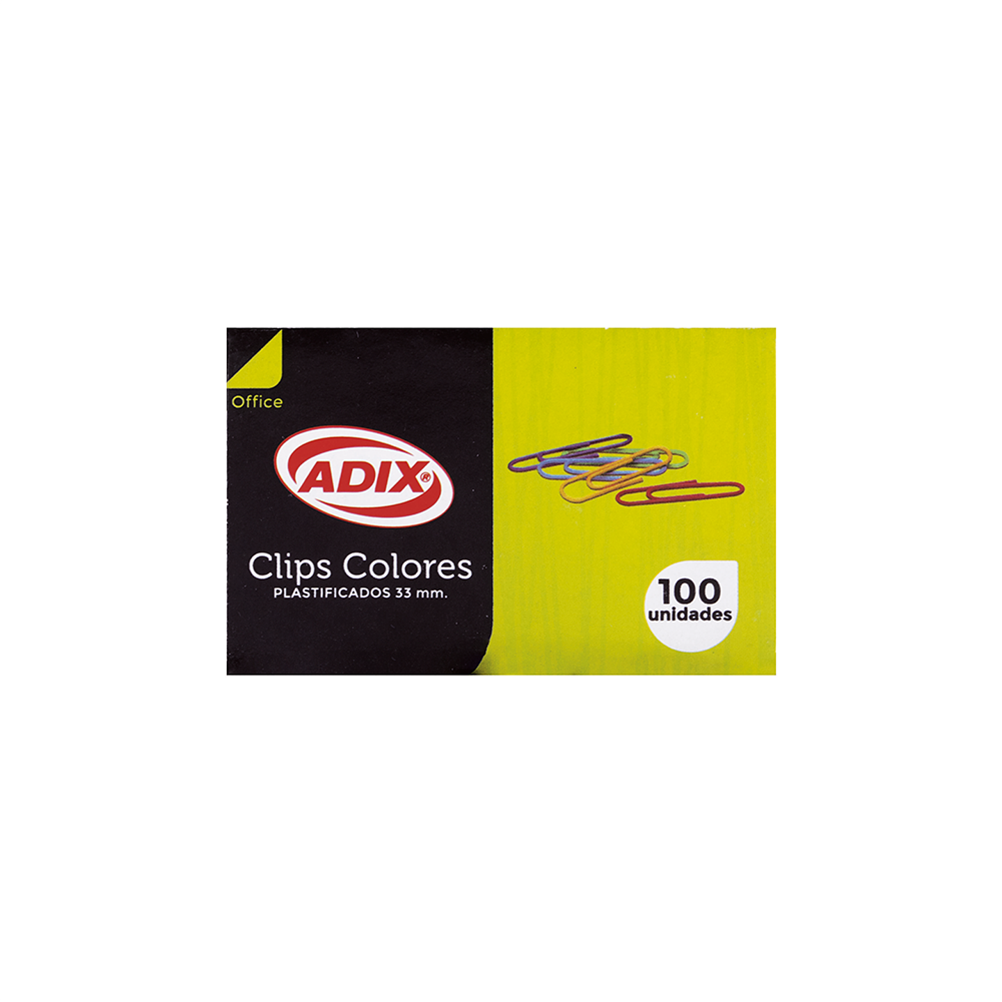 Clip Metal 33Mm Plastificado 100U 013 Adix 1