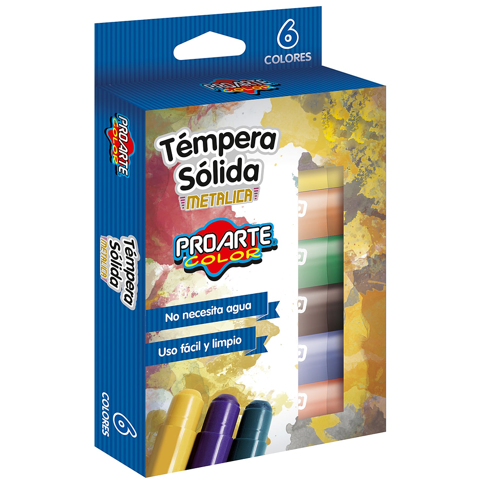 Tempera Proarte Solida  6 Colores Metalico 1