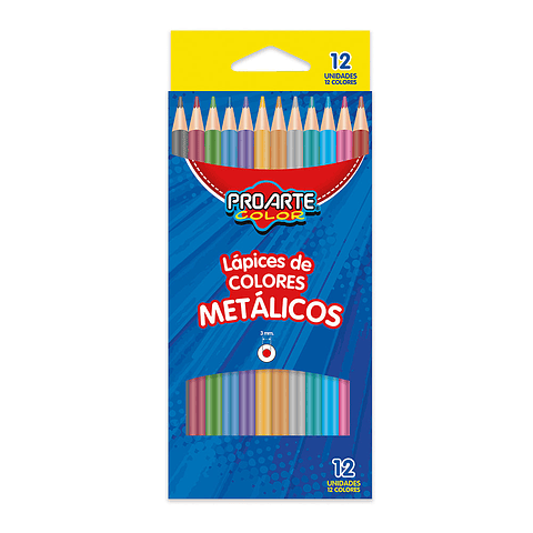 Lapices De Color Proarte Metalicos 12 Unidades Largos