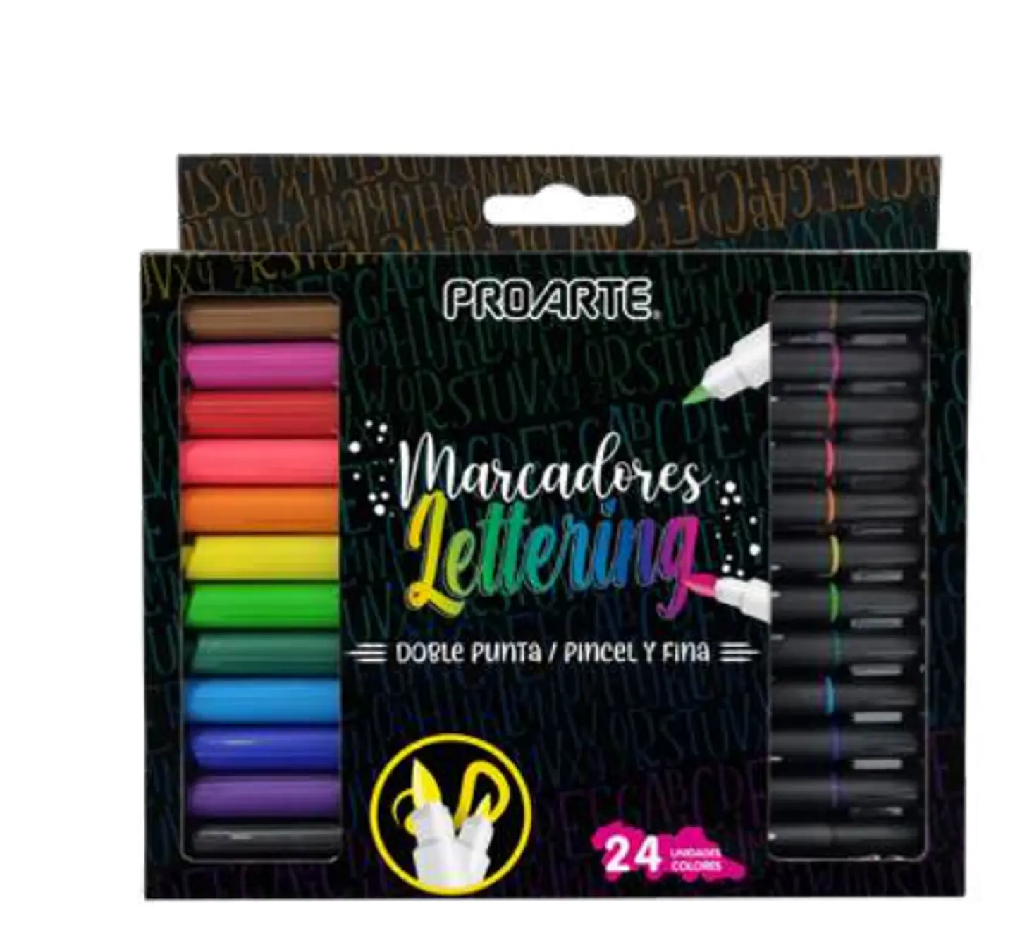 Marcador doble punta lettering 24 cololores Proarte 1