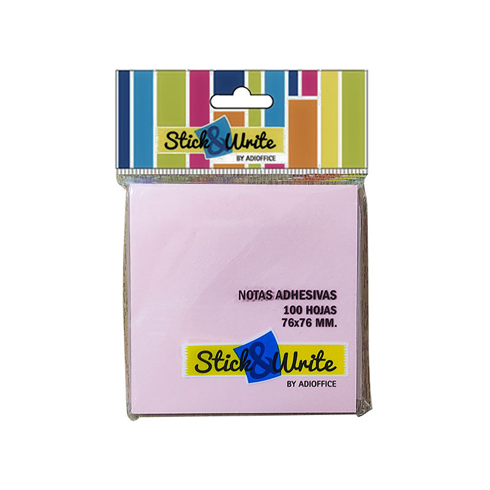 Notas Adhesivas 76X76Mm (100Hj) Rosado Pastel Stickwrite 1