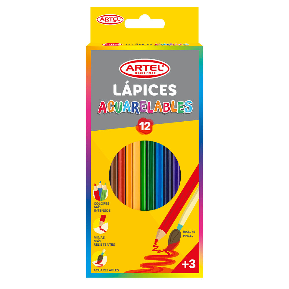 Lapices de Colores Acuarelables 12 Colores Artel 1
