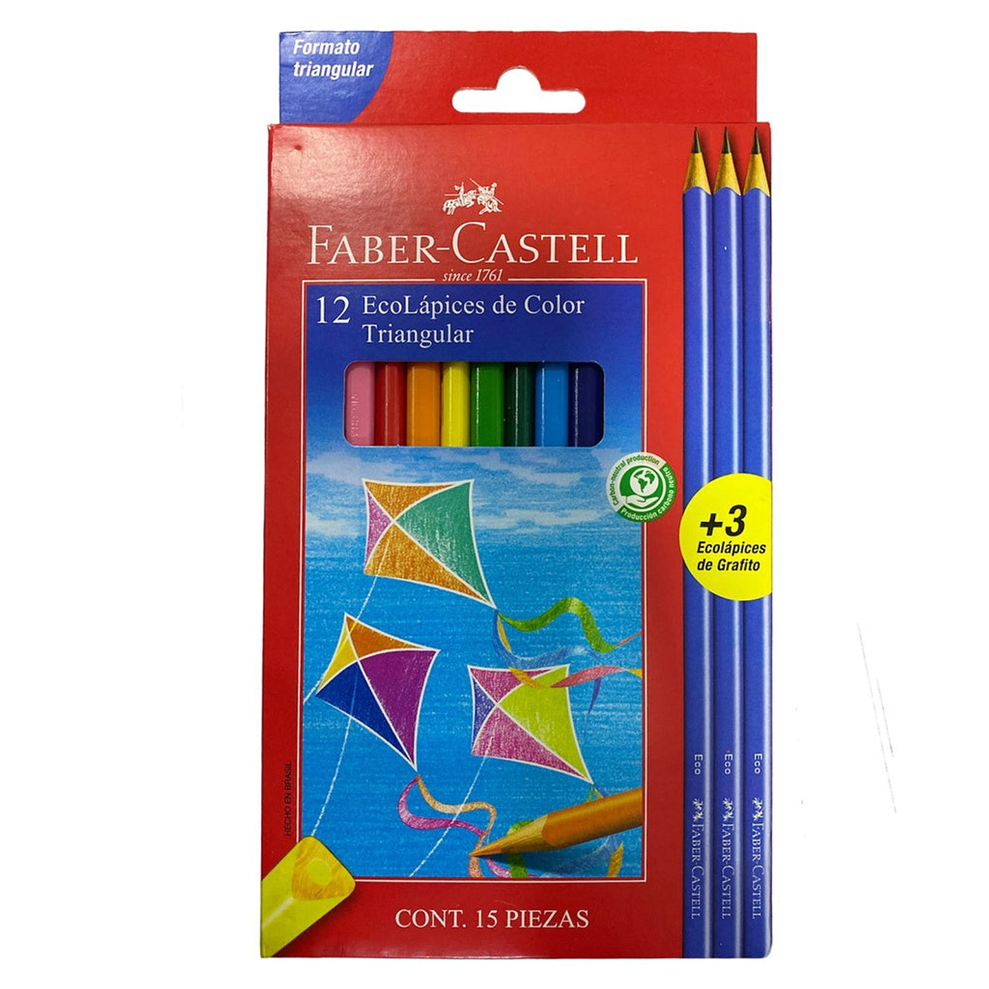 Lapices de Colores Triangular 12 Colores + 3 Grafitos Ecolapiz Faber Castell 1
