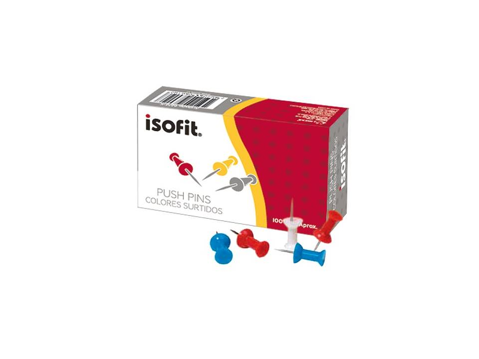Push Pins Isofit Caja 100 Colores Surtidos 1