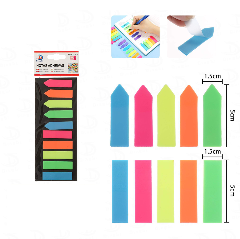 Set Banderitas Adhesivas 1,5X5Cm Multicolor Genericas 1
