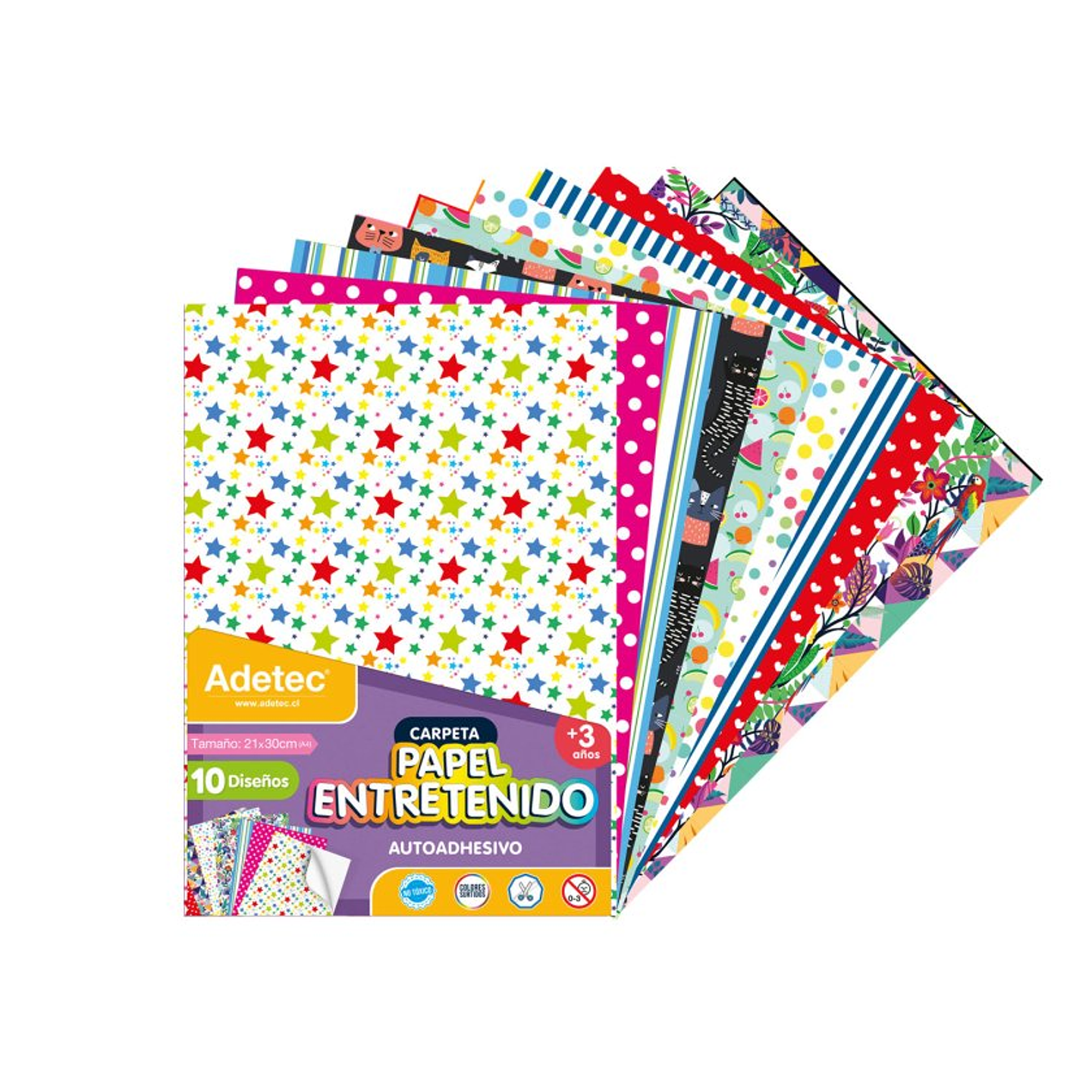Estuche Sobre Bolsón Papel Entretenido Adhesivo A4 10hjs Adetec 1
