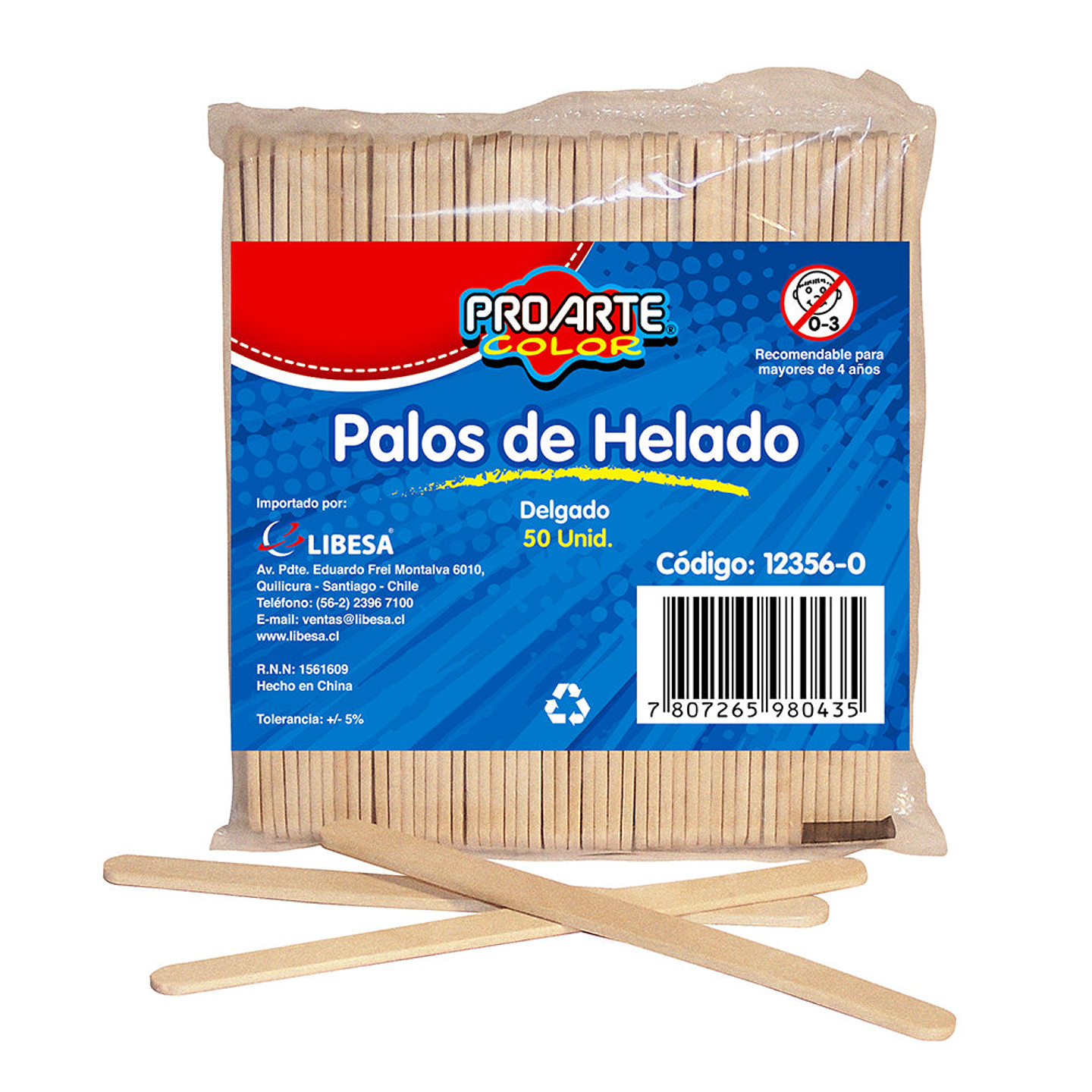Palos de Helado Delgado Natural 50 unidades Proarte 1