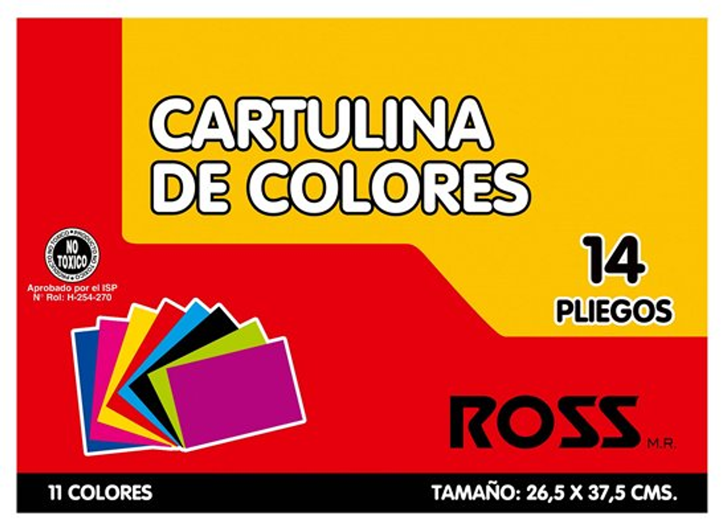 Estuche Sobre Bolsón De Cartulina Pintada 14 hojas 11 Colores Ross 1