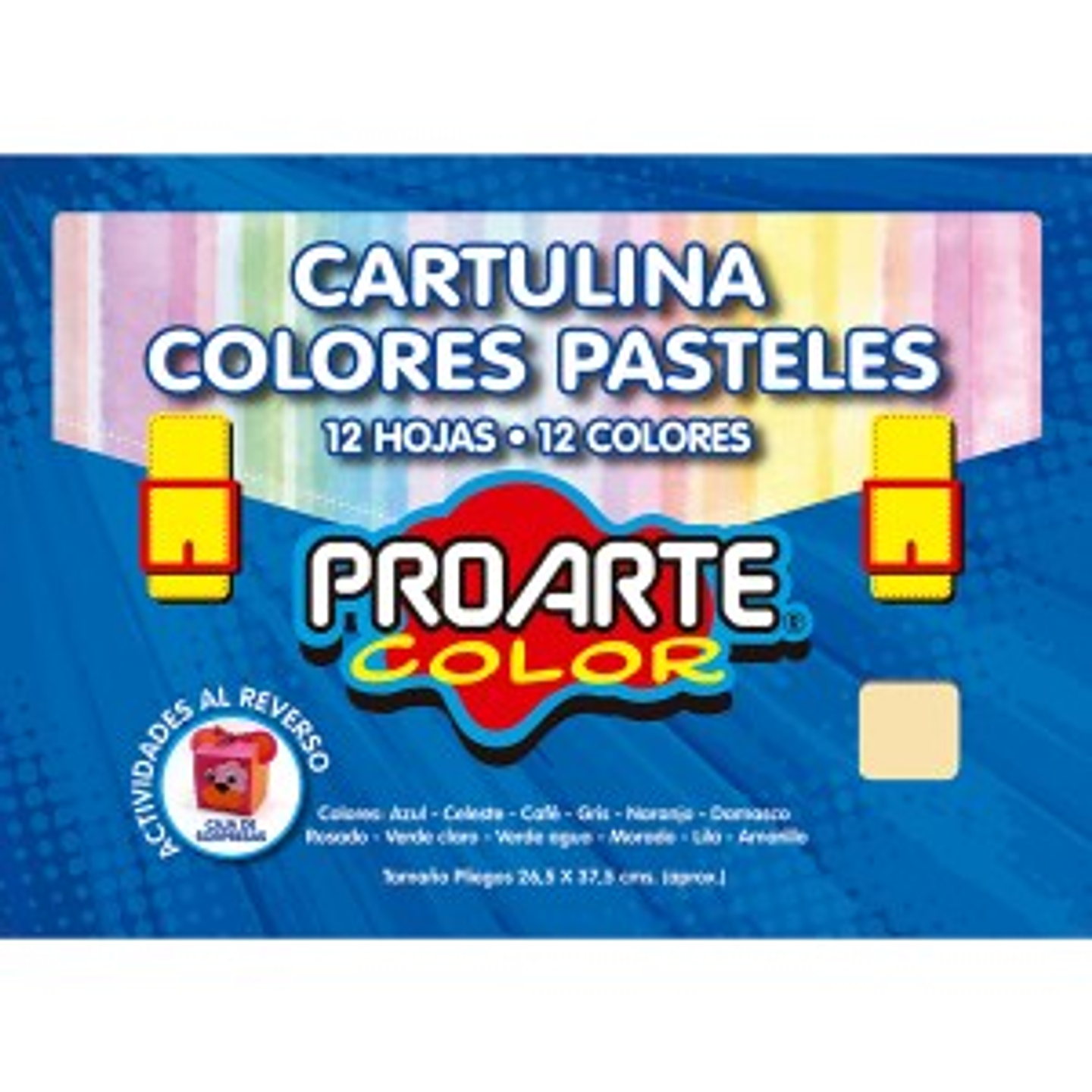 Estuche Sobre Bolsón Cartulina Pintada Colores Pasteles 12 colores Proarte 1