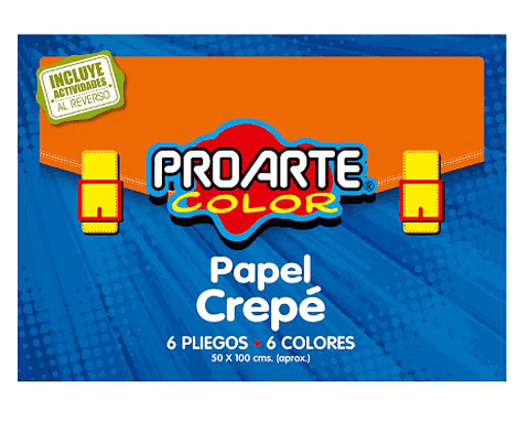 Estuche Sobre Bolsón Papel Crepe 6 hojas 6 Colores 50x100 Proarte