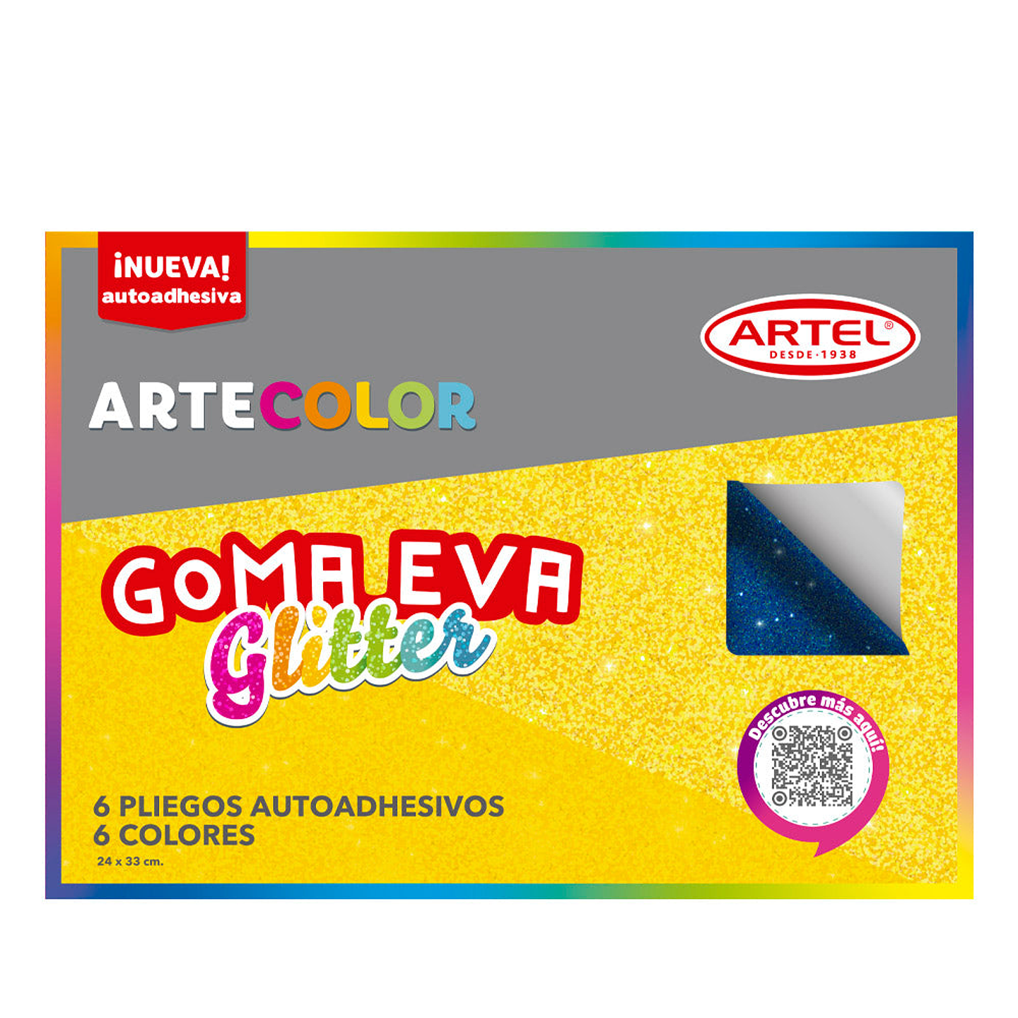 Estuche Sobre Bolsón Goma Eva Glitter Adhesivo Artecolor Artel 1