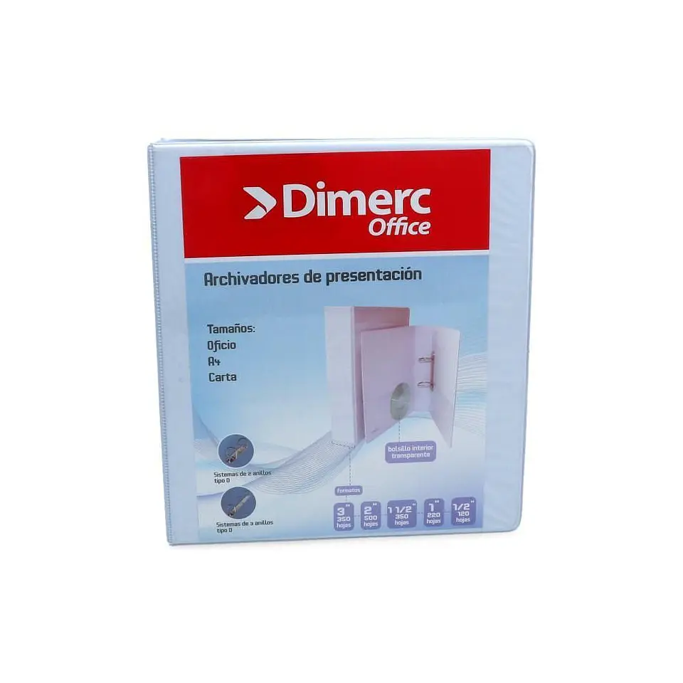 Archivador Catalogo Carta 3 aros 1'' Blanco Dimerc 1