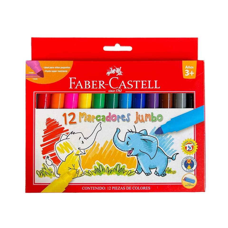Marcadores o Lapices Scripto Jumbo 12 Colores Faber-Castell 1