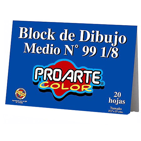 Block Medio Mediano 99  1/8 20 hojas 140grs 37,7X27Cm Proarte